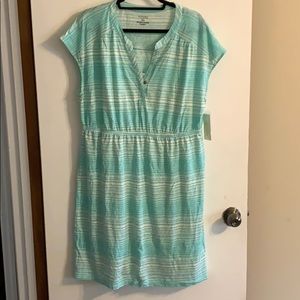 NWT casual dress Aqua/white